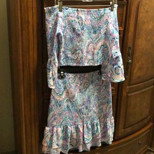 Lilly Pulitzer crop top and skirt